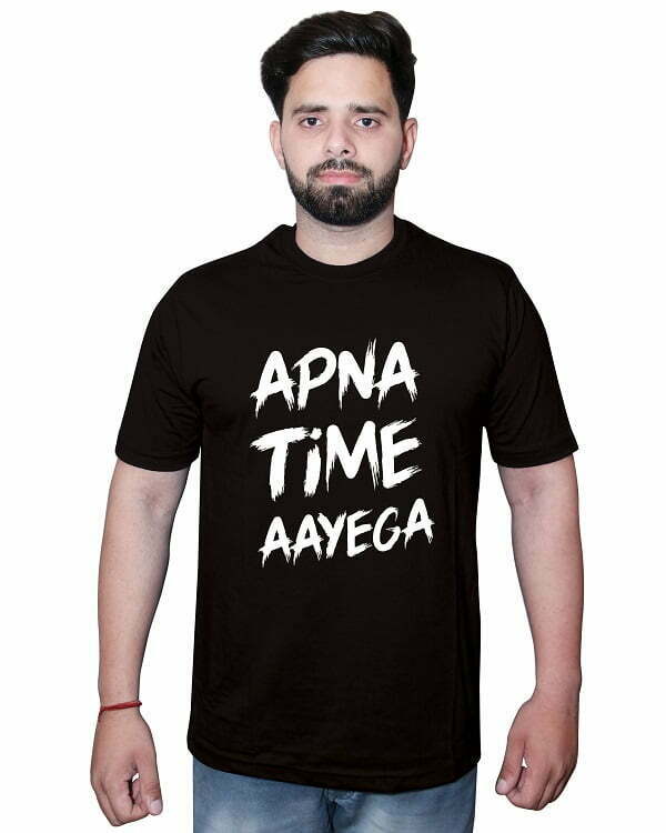 Apna Time Aayega T Shirt Black Front