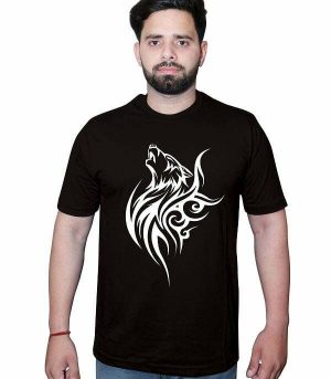 Howling Wolf Tshirt Black Front