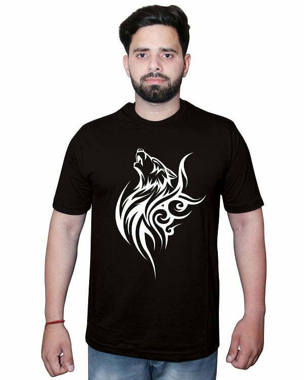 Howling Wolf Tshirt Black Front