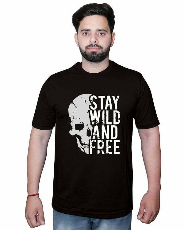 Stay Wild and Free T Shirt Black Front