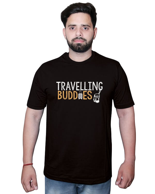 Travelling Buddies T Shirt Black Front